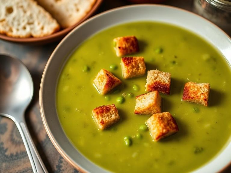 Pea Soup with Croutons