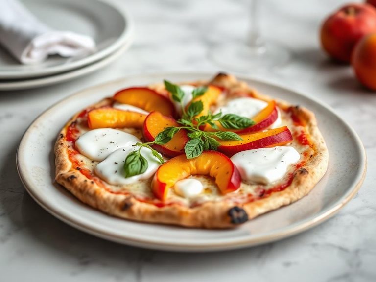 Peach and Burrata Pizza