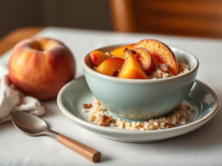 Peach and oatmeal toddler bowl