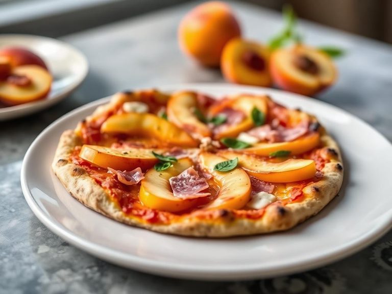 Peach and Prosciutto Pizza
