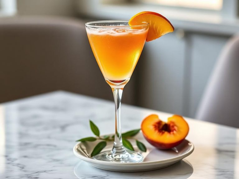 Peach Bellini cocktail