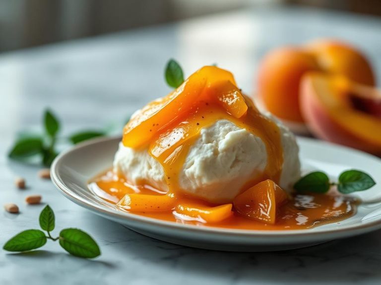 Peach ice cream topping