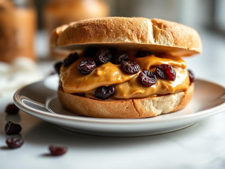 Peanut butter and raisin sandwich
