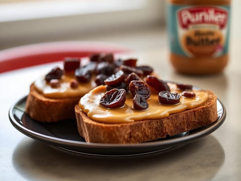 Peanut butter and raisin toast