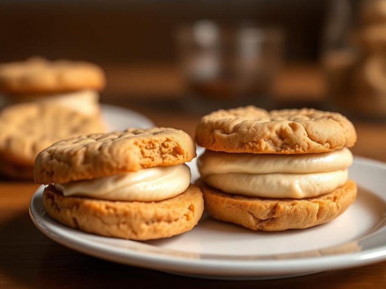 Peanut butter cookie sandwich with cream filling