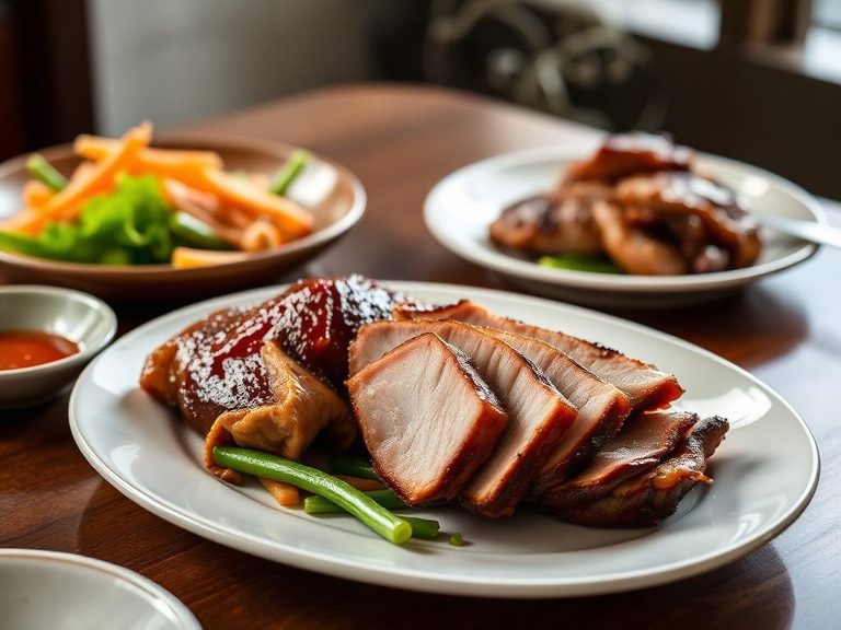 Peking Duck (though duck is primary, pork belly is a common filling or side)