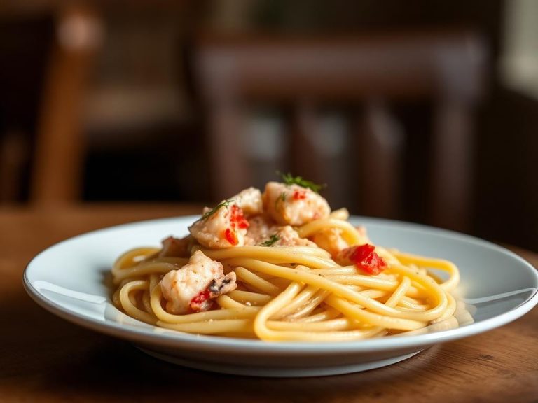 Penne with lobster and cream sauce