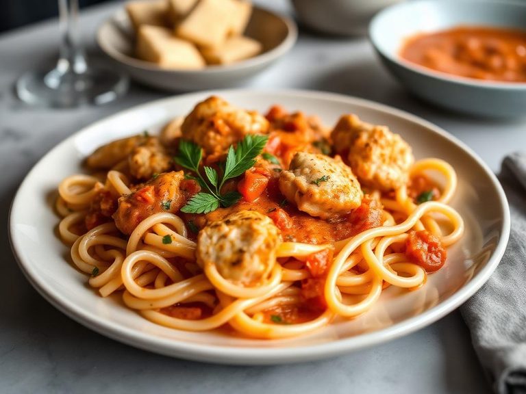 Penne with Tomato Cream Sauce and Chicken