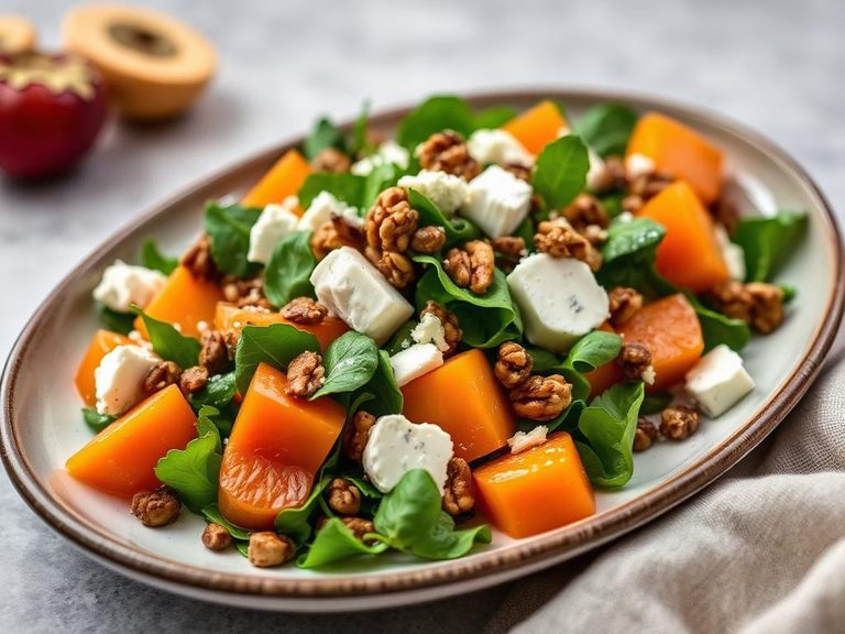 Persimmon Salad with Walnuts and Goat Cheese