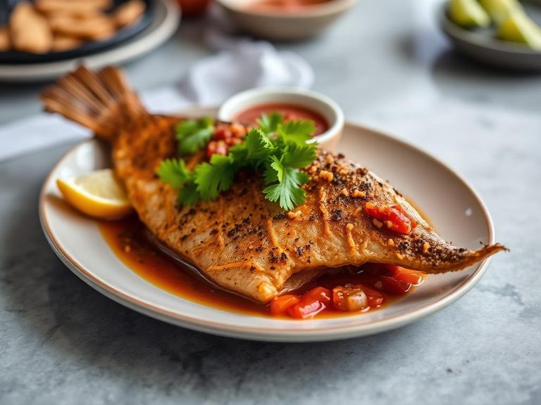 Pescado Frito con Salsa Criolla