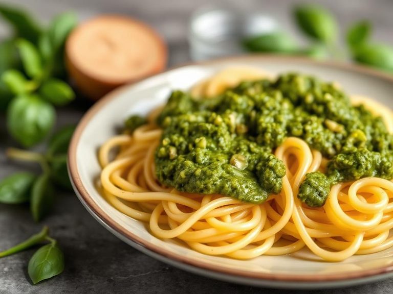 Pesto alla Genovese (on trofie or trenette pasta)