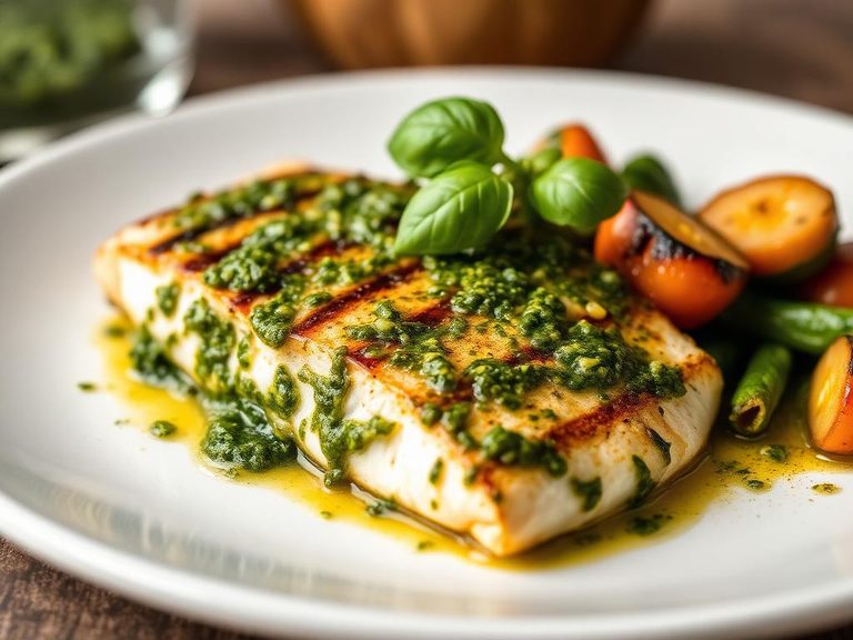 Pesto as a marinade for grilled fish or vegetables