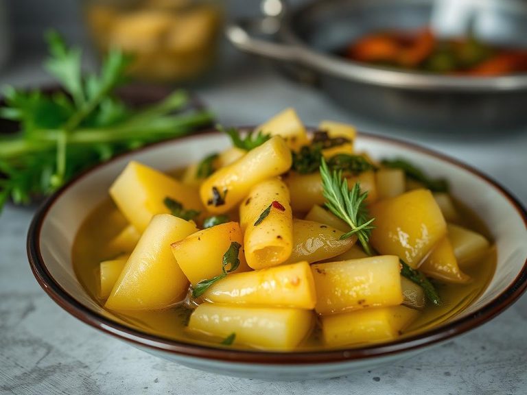 Pickled in vinegar brine