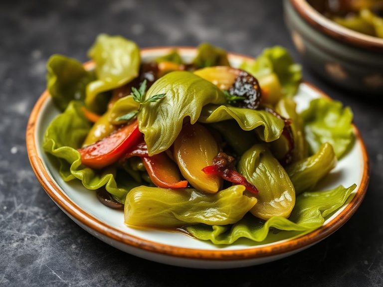 Pickled sourdock leaves