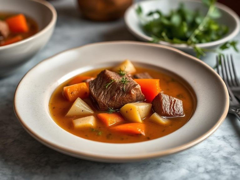 Pike liver soup with root vegetables