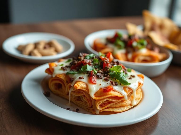 Pizza Roll Nachos (layered with cheese and toppings)