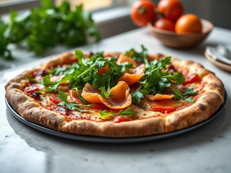 Pizza with arugula and prosciutto
