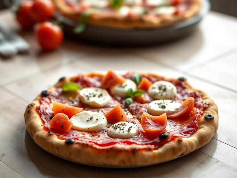 Pizza with goat cheese and prosciutto