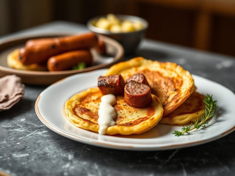 Placki ziemniaczane z kiełbasą (Potato pancakes with sausage)