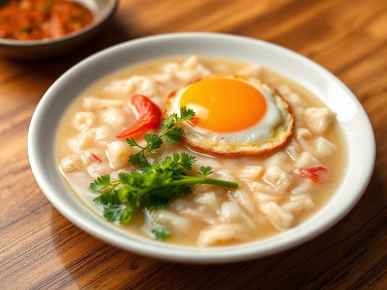Plain Congee with a Fried Egg