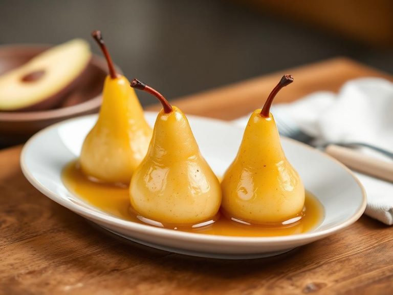 Poached Asian Pears in Ginger Syrup