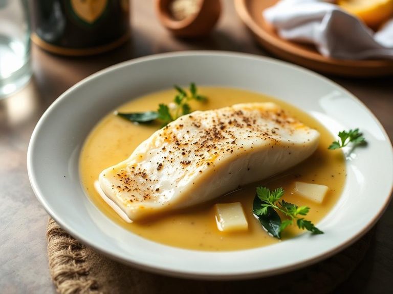 Poached Halibut in Court Bouillon