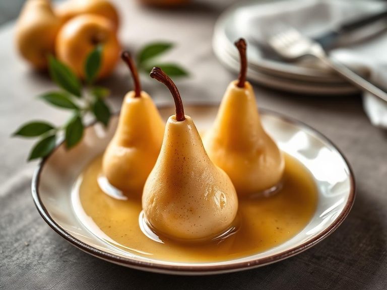 Poached Pears in Chardonnay