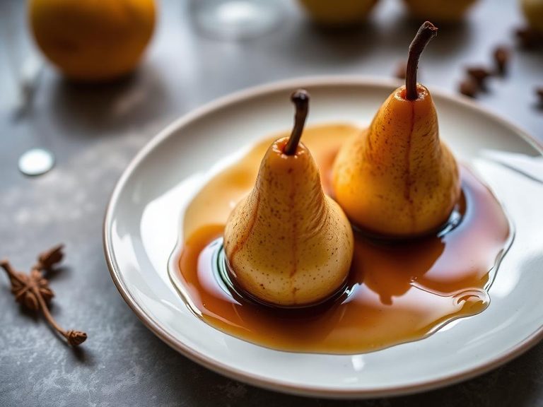 Poached Pears in Spiced Syrup