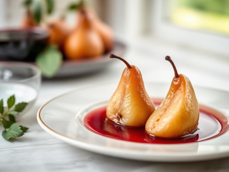 Poached Pears in Wine