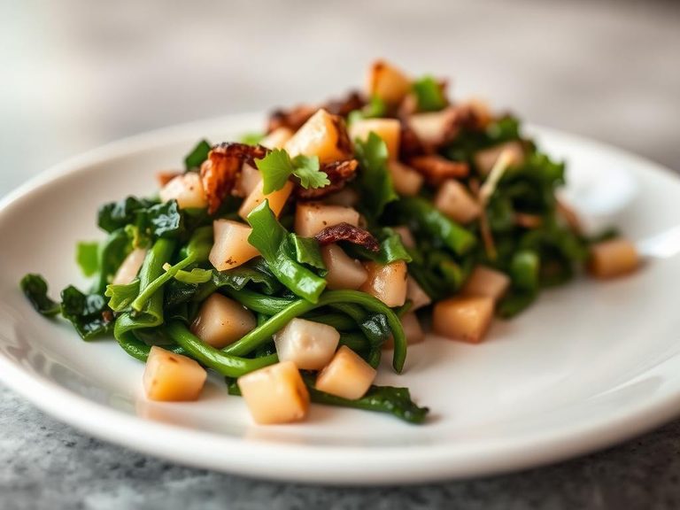 Poke greens with ham hock