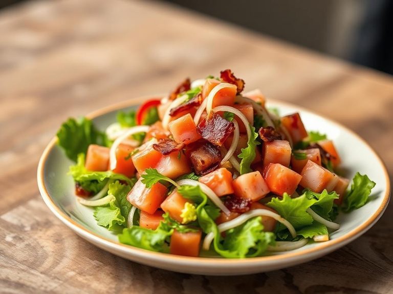 Poke salad with bacon and onion