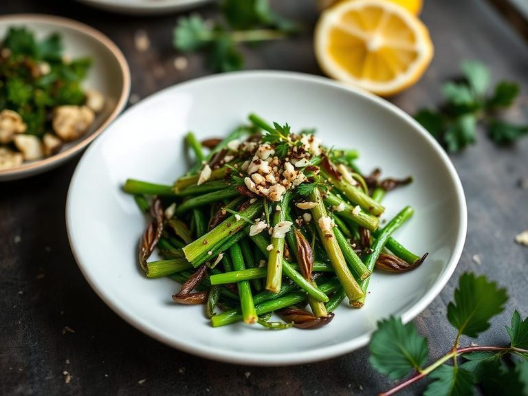 Poke Shoots with Garlic and Lemon