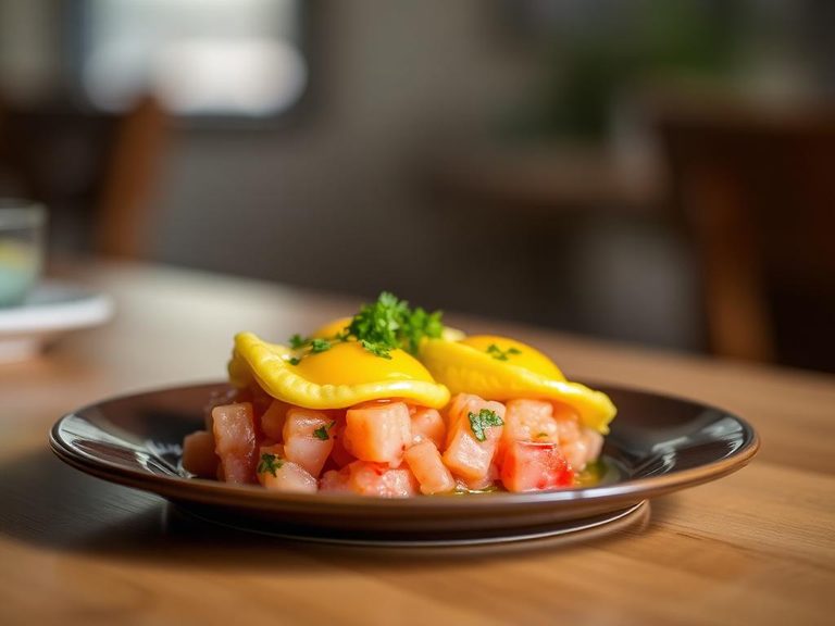 Poke with scrambled eggs