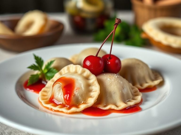 Polish pierogi with cherry