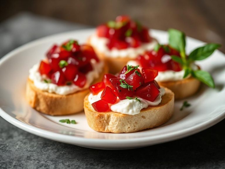 Pomegranate & Goat Cheese Crostini