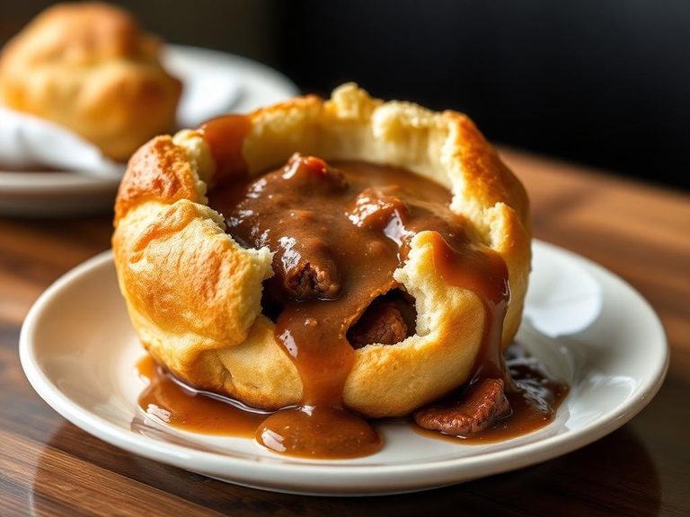 Popover with Roast Beef and Gravy