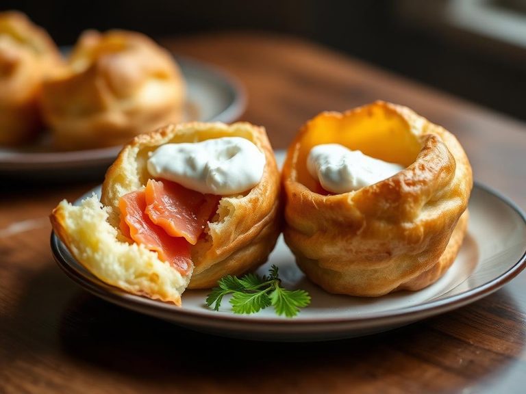 Popovers with smoked salmon and cream cheese