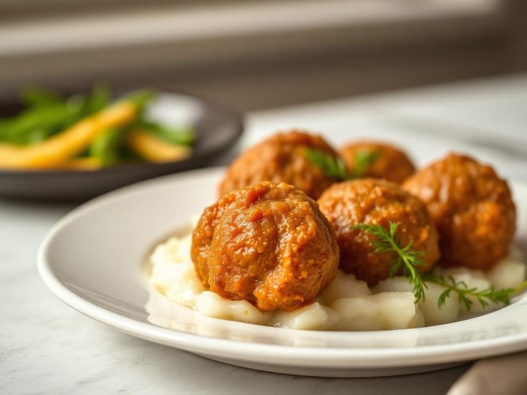 Porcupine Balls with Mashed Potatoes