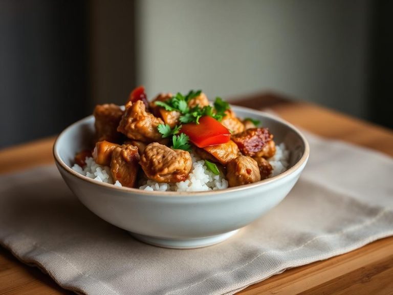 Pork and Bell Pepper Rice Bowl