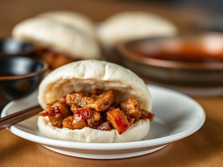 Pork Belly Bao (Steamed buns filled with braised pork belly)