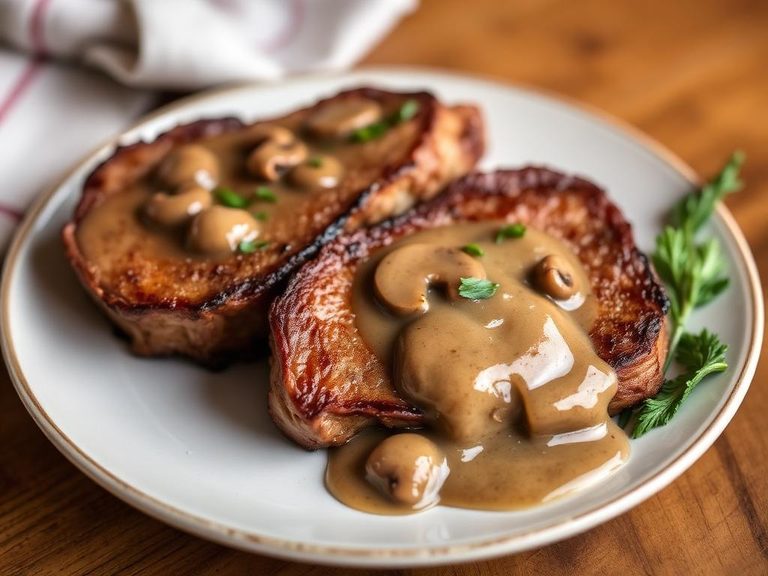 Pork Blade Steaks with Mushroom Gravy