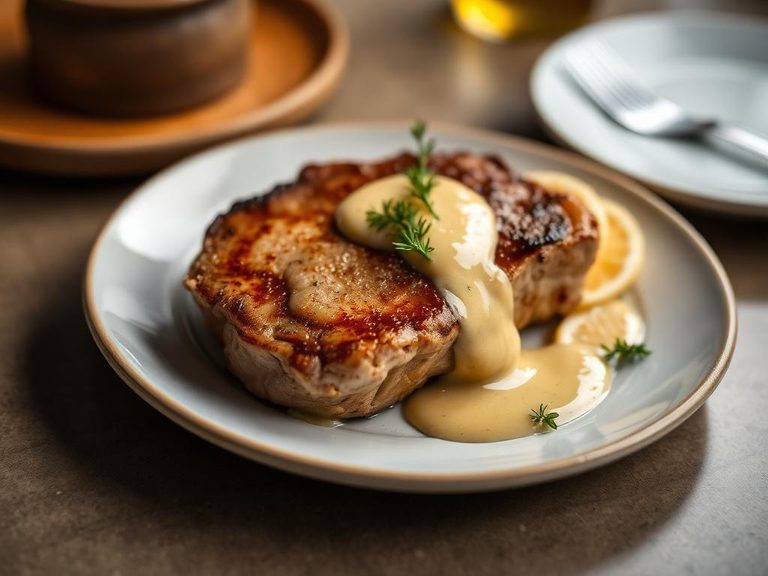Pork Chop with Mustard Cream Sauce