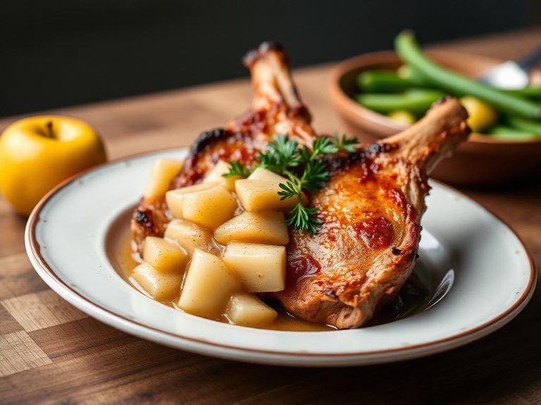 Pork chops or roast pork with applesauce
