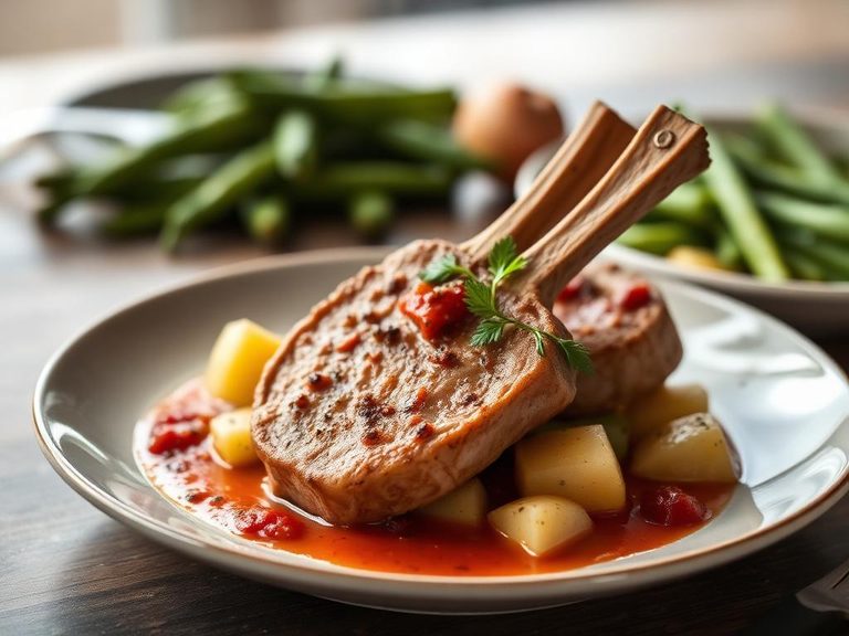 Pork Chops with Potatoes and Tomato Sauce