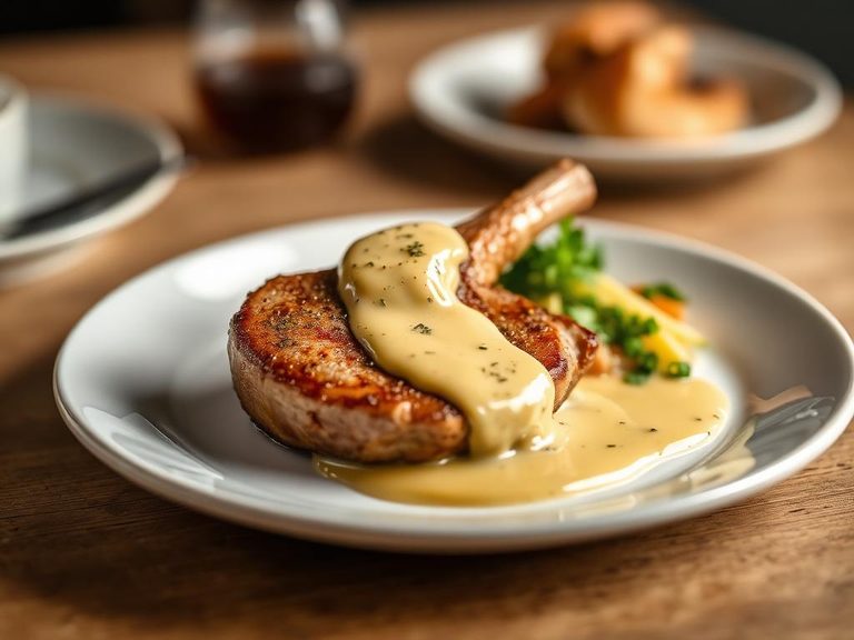 Pork Loin Chop with Mustard Cream Sauce