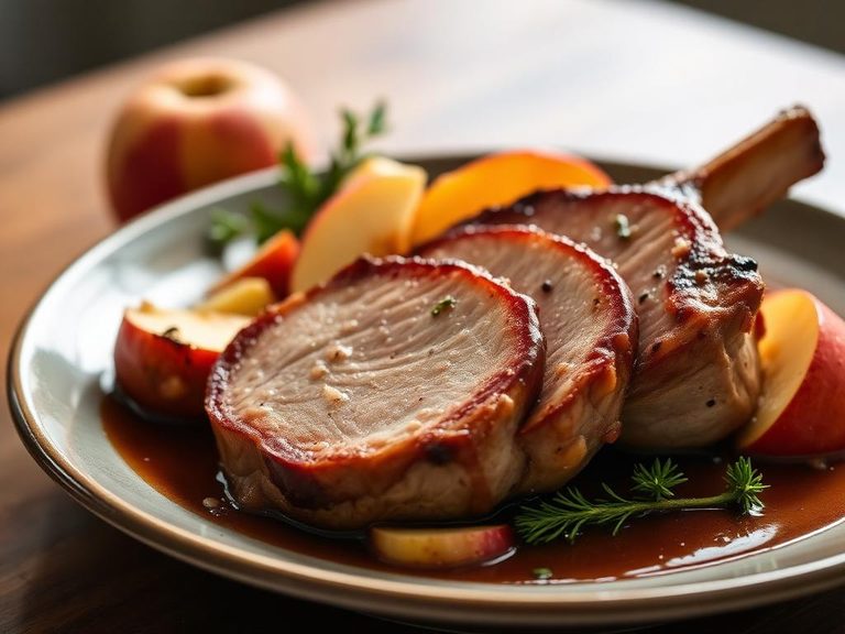 Pork loin chops with apples