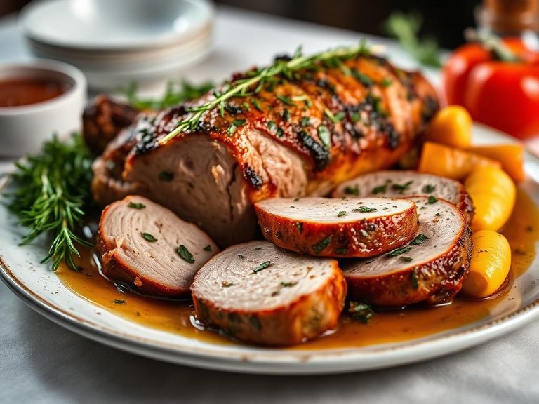Pork loin roast with herbs and garlic