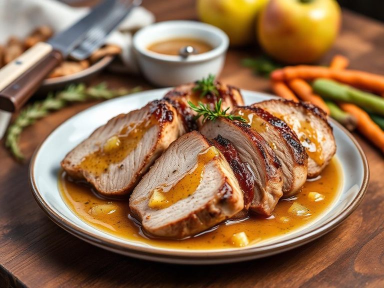 Pork loin steaks with apple sauce
