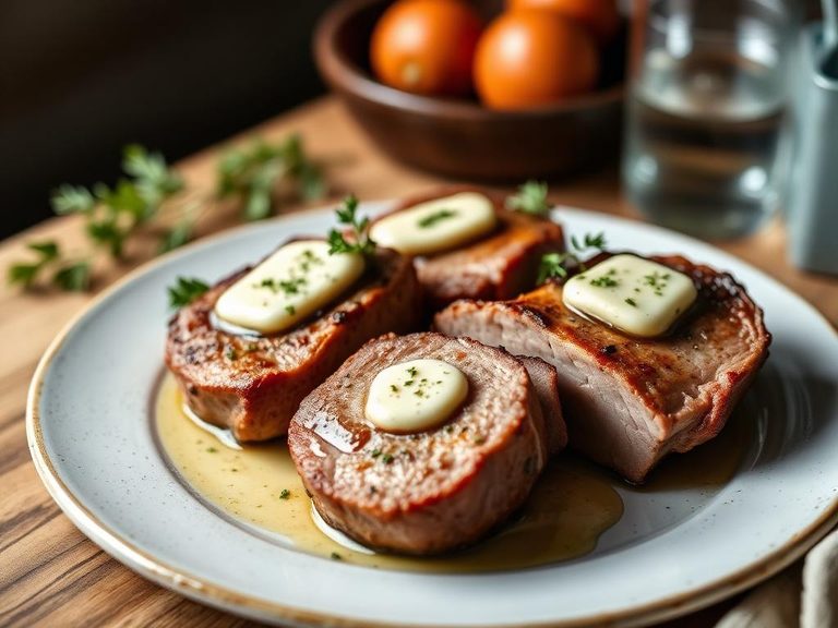 Pork loin steaks with herb butter