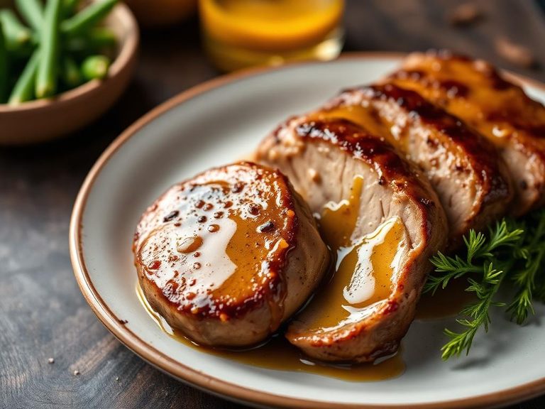 Pork loin steaks with mustard glaze